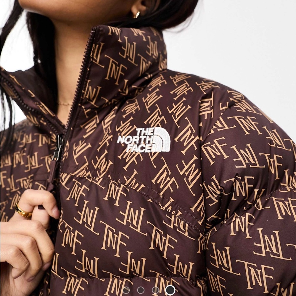The North Face Women's Logo Print Brown Puffer Jacket